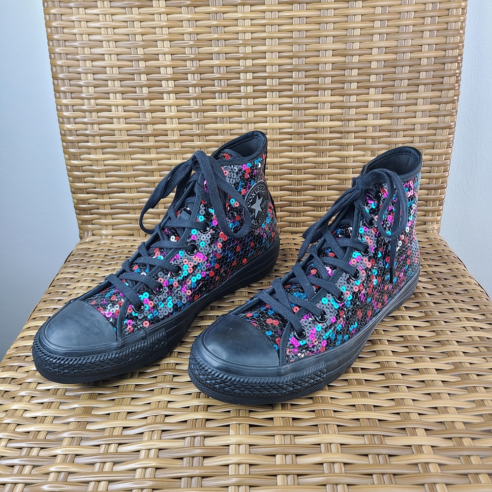 Converse All Star Chuck Taylor Multicolor Sequin High-Top Sneakers Shoes Size 8